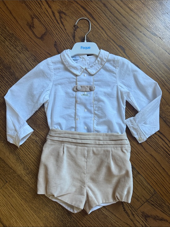 Foque Other - Foque boys velvet short set in taupe 18 months children salon 🇬🇧